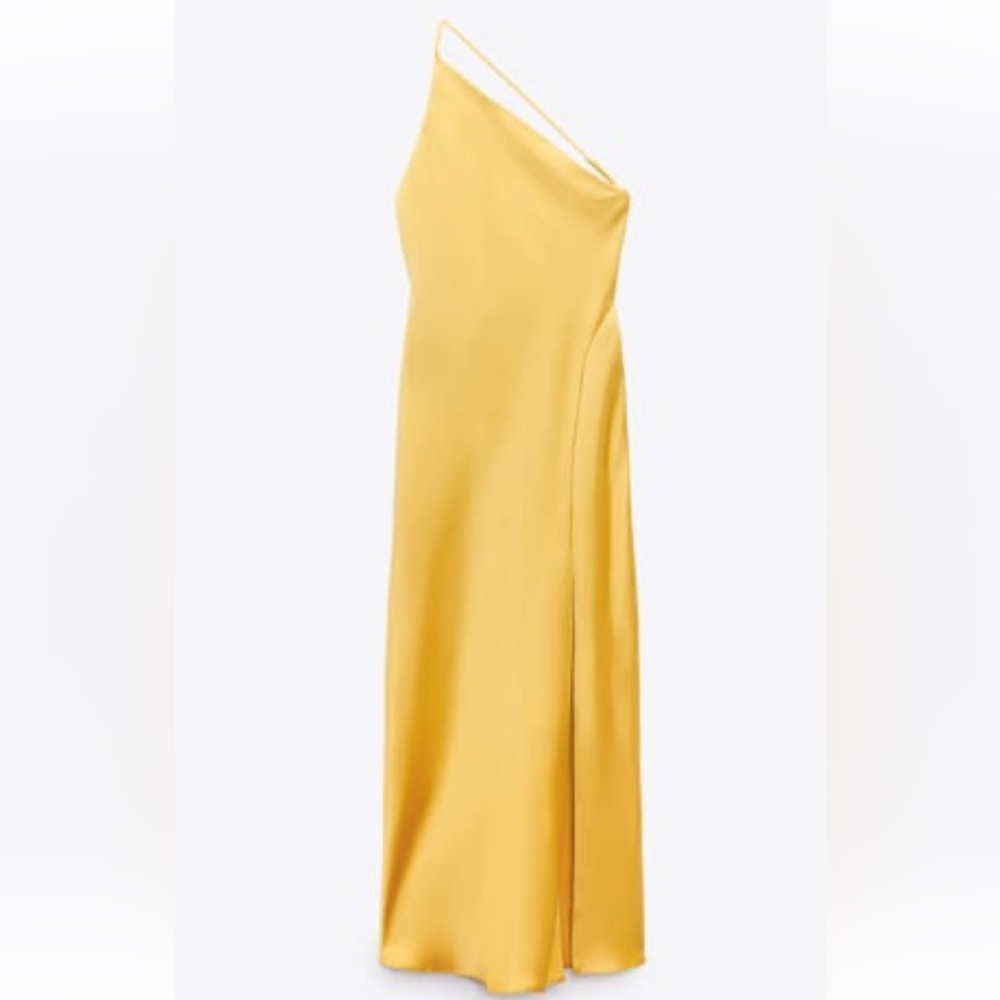 ASYMMETRIC SATIN EFFECT DRESS mint condition use only for pictures
